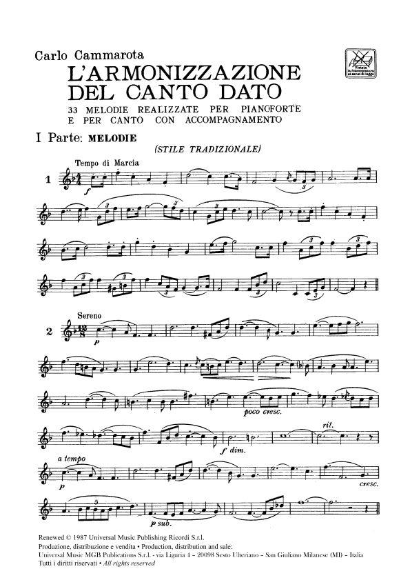 Armonizzazione Del Canto Dato - 33 Melodie Realizzate Per Pianoforte E Per Canto Con Accompagnamento - opera